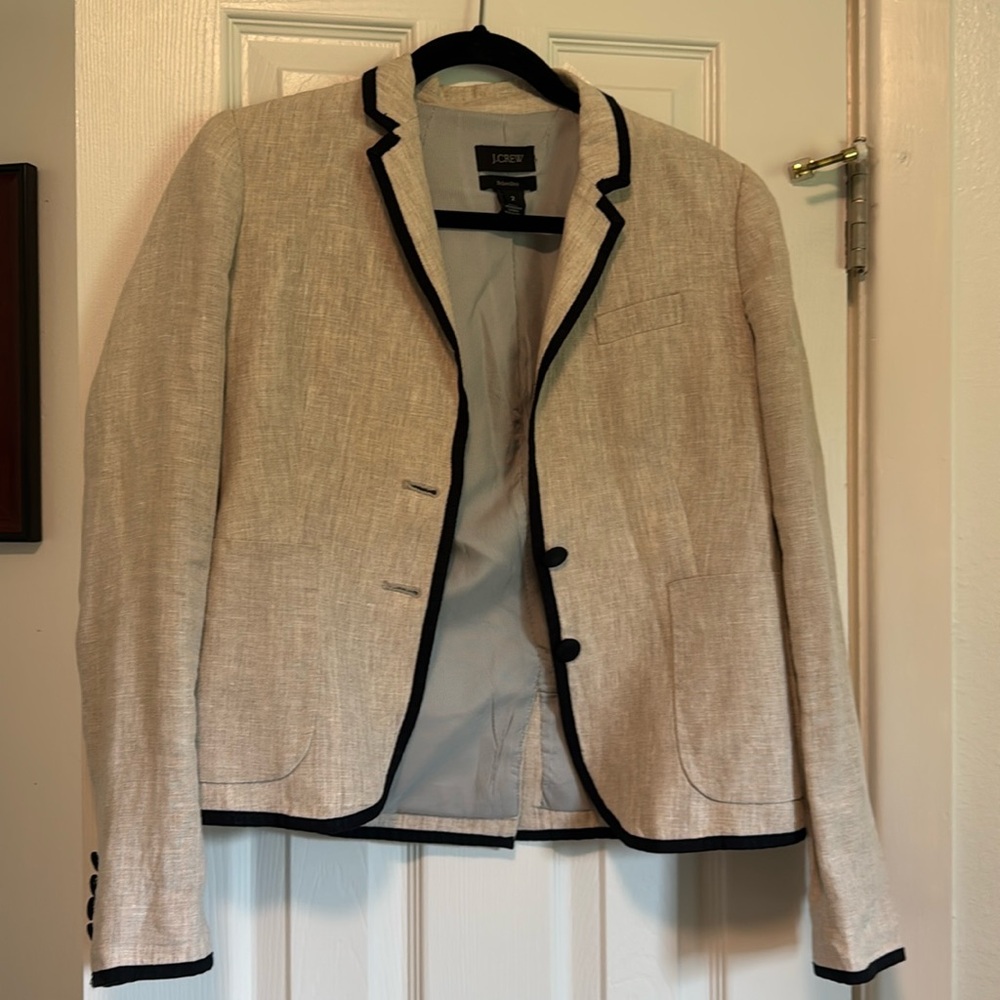 J. Crew Schoolboy Linen Blazer Double Button Summer Spring Office Work Light